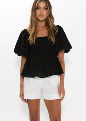 Madison the Label Aster Puff Sleeve Peplum Top