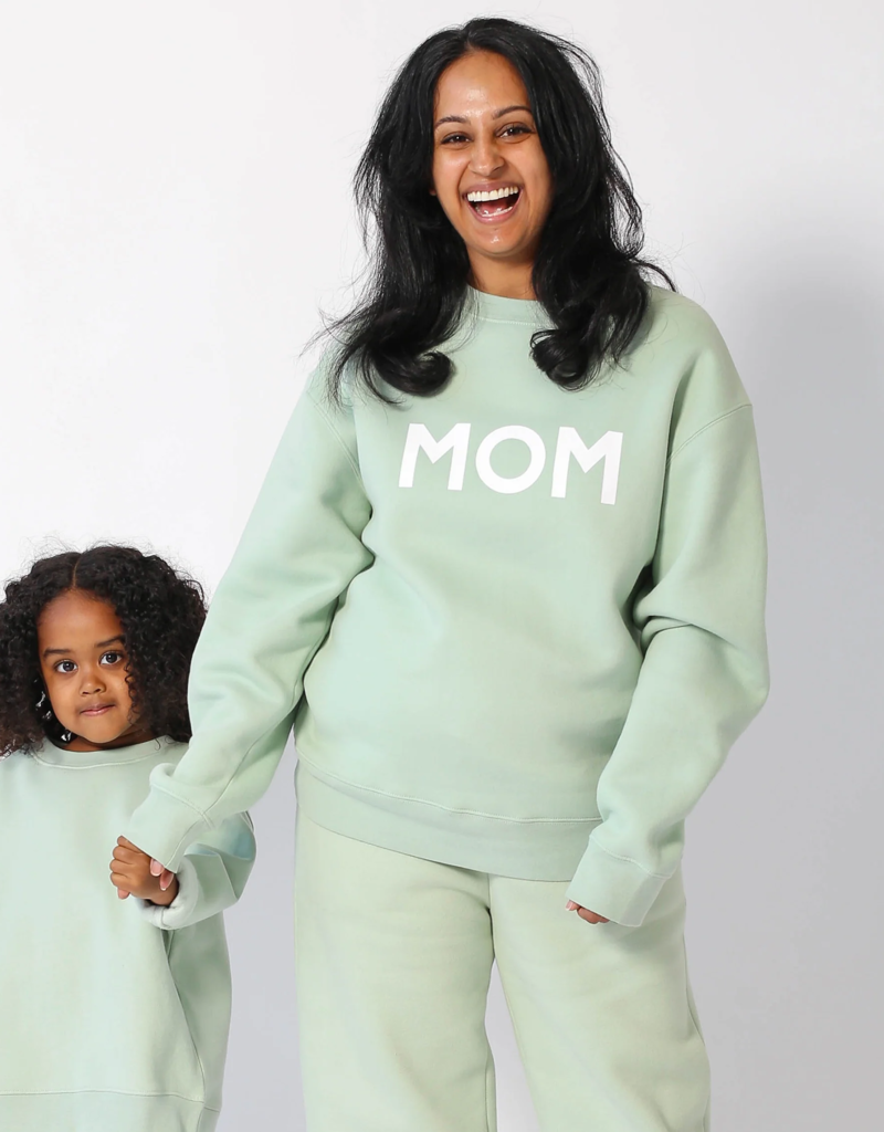 Brunette the Label Mom Classic Crewneck Sweatshirt in Sage