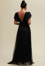 Luxxel Rowena Ruffle Shoulder Tulle Maxi