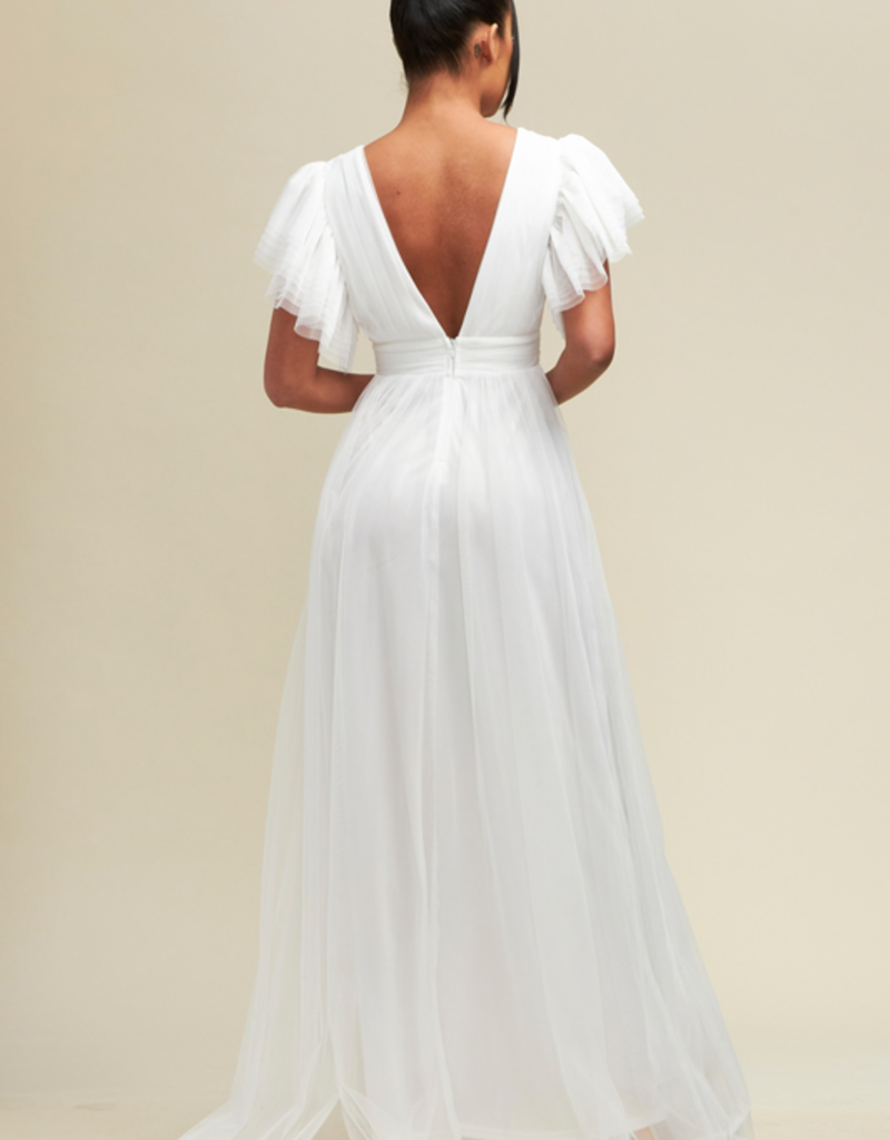 Selena Tulle Maxi Dress - White - Adorn Boutique