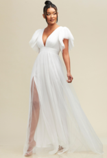 Luxxel Rowena Ruffle Shoulder Tulle Maxi