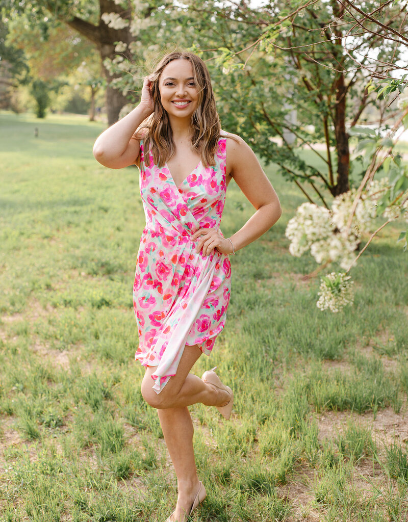 Adelyn Rae Alma Drape Front Mini Dress Final Sale