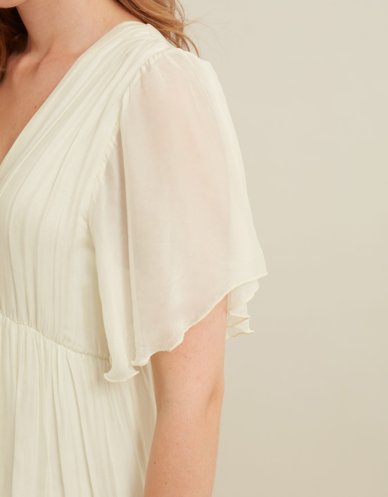 LAB Betel Flutter Sleeve Satin Maxi (FINAL SALE)