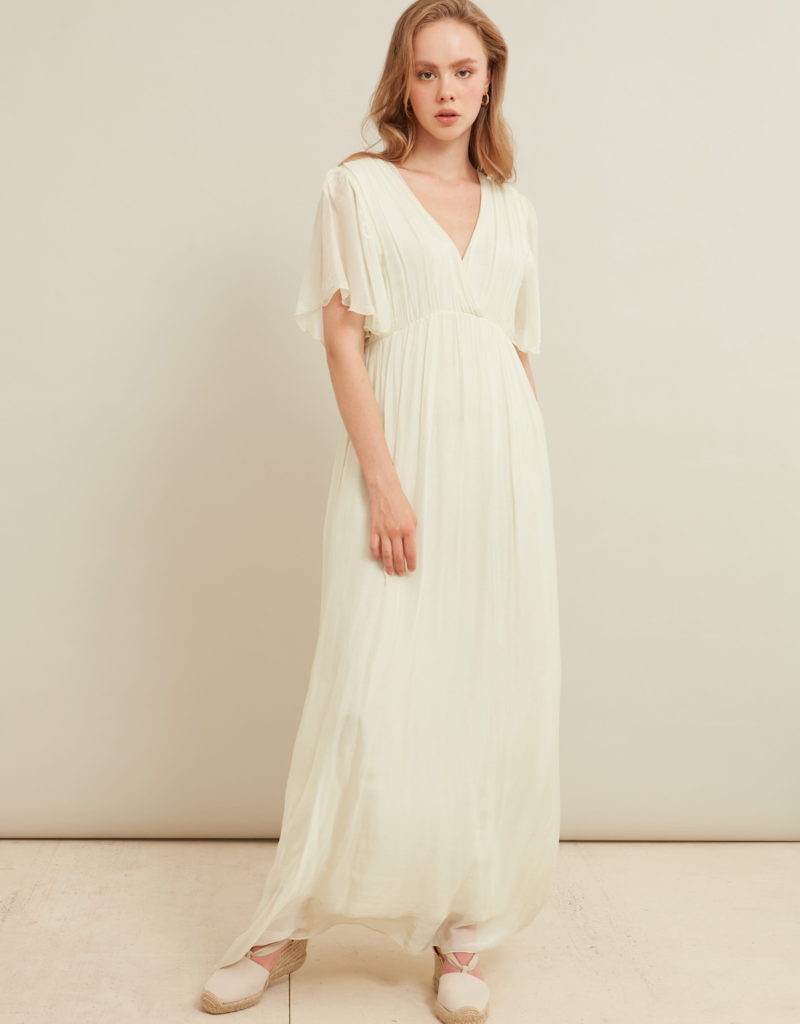LAB Betel Flutter Sleeve Satin Maxi (FINAL SALE)