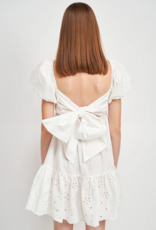 En Saison Kalani Embroidered Tie-Back Poplin Mini Dress