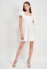 En Saison Kalani Embroidered Tie-Back Poplin Mini Dress