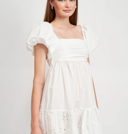 En Saison Kalani Embroidered Tie-Back Poplin Mini Dress