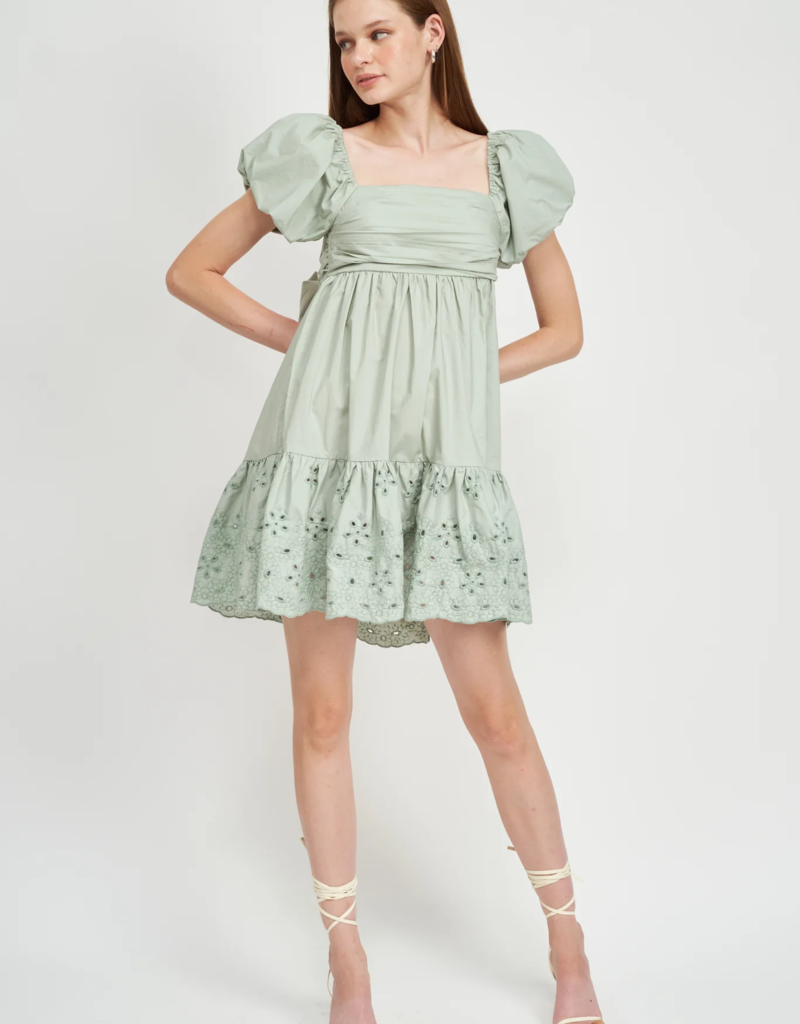 En Saison Kalani Embroidered Poplin Mini Dress