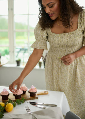 Kaffe Mimmi Smocked Cotton Midi Dress *Only One Left - Size 20*