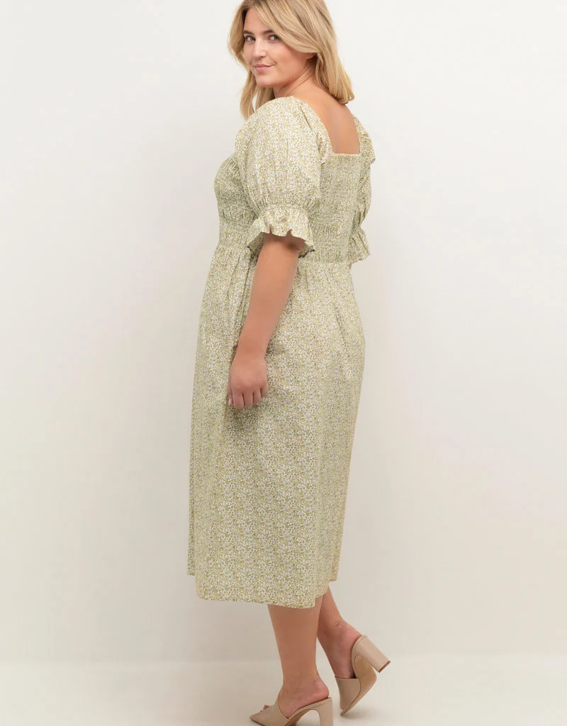 Kaffe Mimmi Smocked Cotton Midi Dress