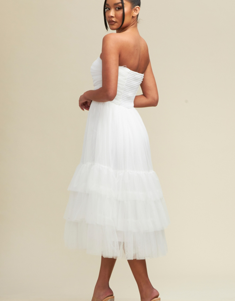 Luxxel Liv Tiered Tulle Midi Dress (FINAL SALE)