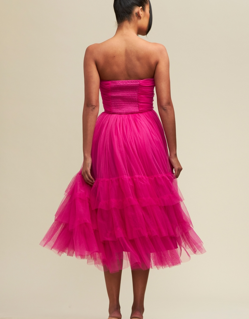 Luxxel Liv Tiered Tulle Midi Dress