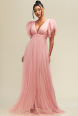 Luxxel Rowena Ruffle Shoulder Tulle Maxi