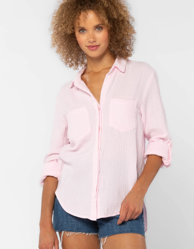 Riley Textured Roll Sleeve Shirt - Adorn Boutique