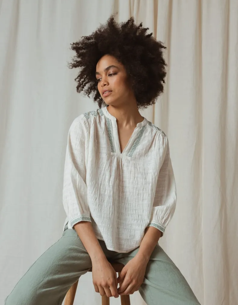 Indi and Cold Jimena Embroidered Cotton Blouse (FINAL SALE)