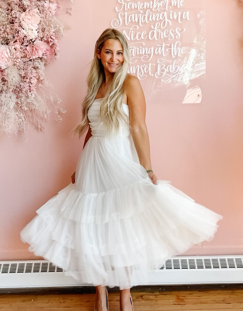 Luxxel Liv Tiered Tulle Midi Dress (FINAL SALE)