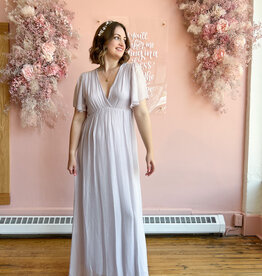 LAB Betel Flutter Sleeve Satin Maxi