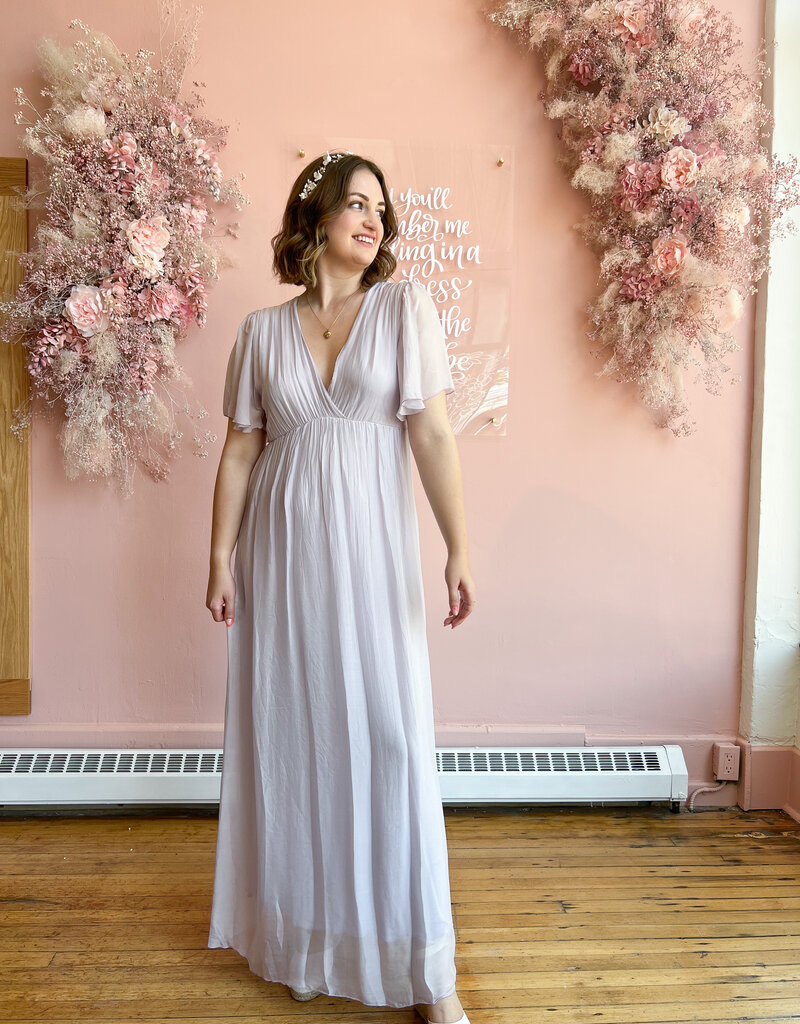 LAB Betel Flutter Sleeve Satin Maxi (FINAL SALE)