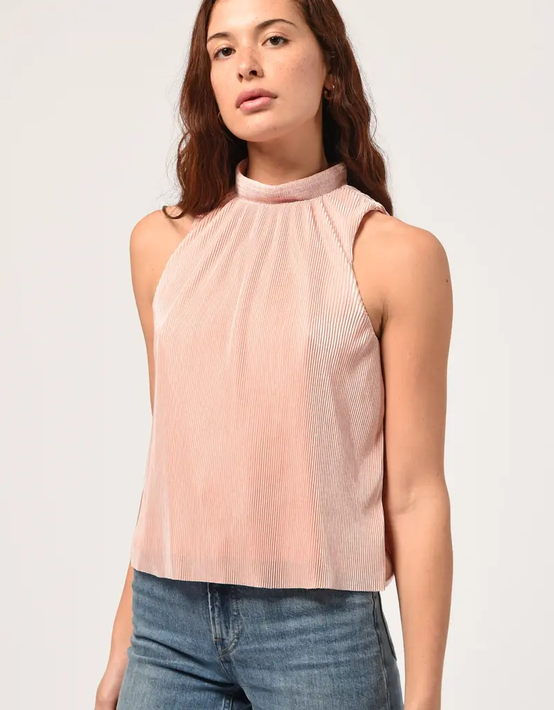 Adelyn Rae Luna Plisse Surplise Back Mock Neck Top