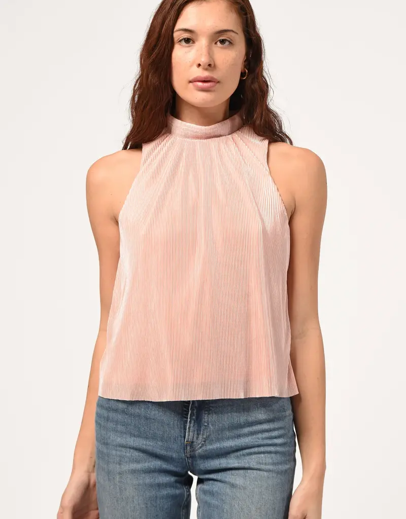 Adelyn Rae Luna Plisse Surplise Back Mock Neck Top