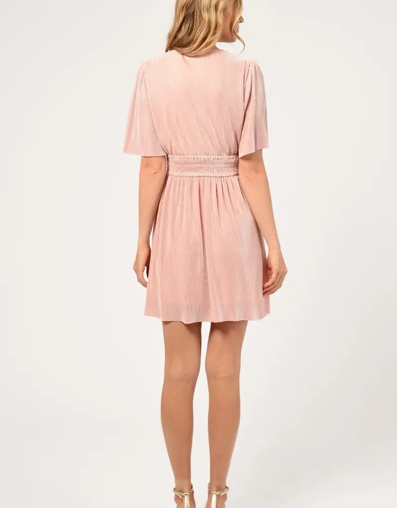 Adelyn Rae Jenis Plisse Mini Dress With Waist Detail