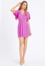 Adelyn Rae Annalise Flutter Sleeve Draped Mini Dress