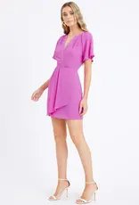 Adelyn Rae Annalise Flutter Sleeve Draped Mini Dress