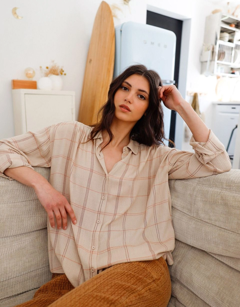 Indi and Cold Jonah Flowy Checkered Shirt