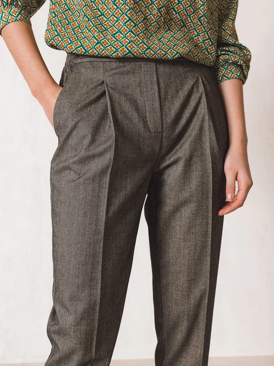 Jessa Herringbone Trouser - Adorn Boutique