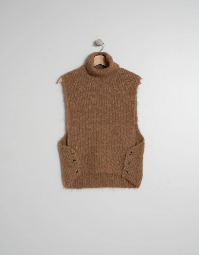 Indi and Cold Connie Camel Turtleneck Gilet