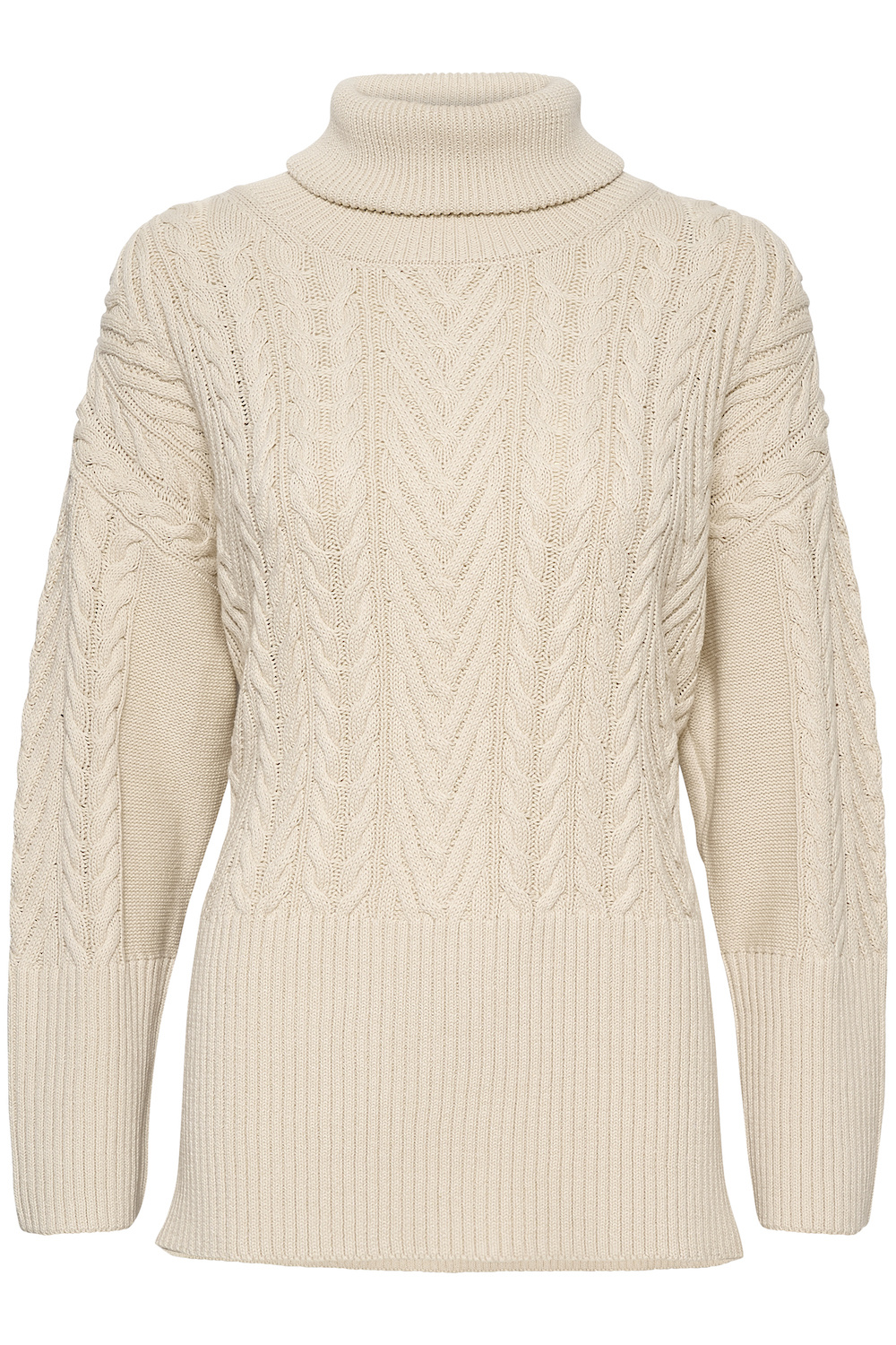 Soft Knit Rollneck Longline Jumper With Side Splits In Cream | One Nation  Clothing | SilkFred US
