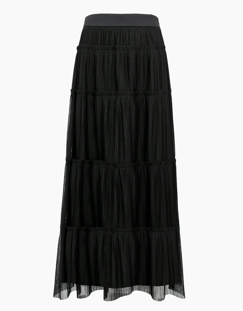 Adelyn Rae Regie Tiered Tulle Plisse Midi Skirt (FINAL SALE)