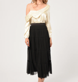 Adelyn Rae Regie Tiered Tulle Plisse Midi Skirt *Only One Left - XXL*