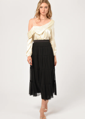 Adelyn Rae Regie Tiered Tulle Plisse Midi Skirt *Only One Left - XXL*