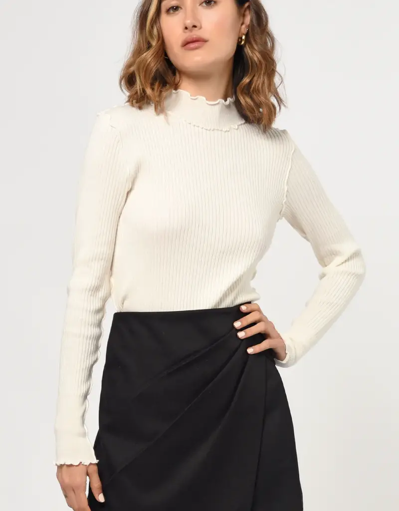 Greylin Liam Lettuce Edge Mock Knit Top