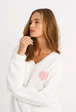 Molly Bracken Suki Fuzzy Heart V-Neck Sweater