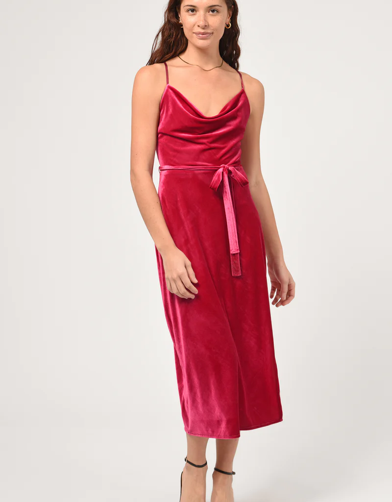 Adelyn Rae Zana Velvet Cowl Neck Slip Dress (FINAL SALE)
