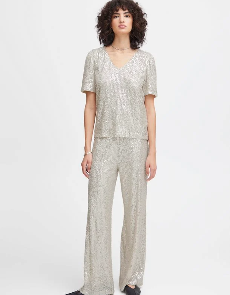 ICHI Fauci Sequin T-Shirt Silver (FINAL SALE)