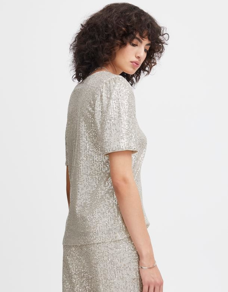 ICHI Fauci Sequin T-Shirt Silver (FINAL SALE)