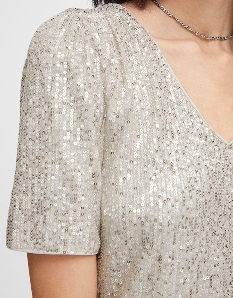 ICHI Fauci Sequin T-Shirt Silver (FINAL SALE)