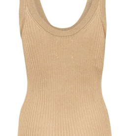 Part Two Dariya Gold Rib Knit Shimmer Tank **XS,SMALL**