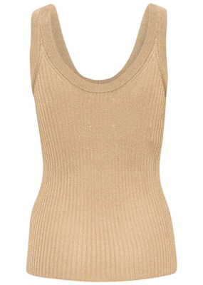 Part Two Dariya Gold Rib Knit Shimmer Tank **XS,SMALL**