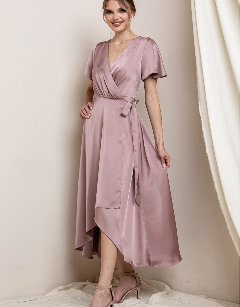 Lesa Long Sleeve Satin Maxi