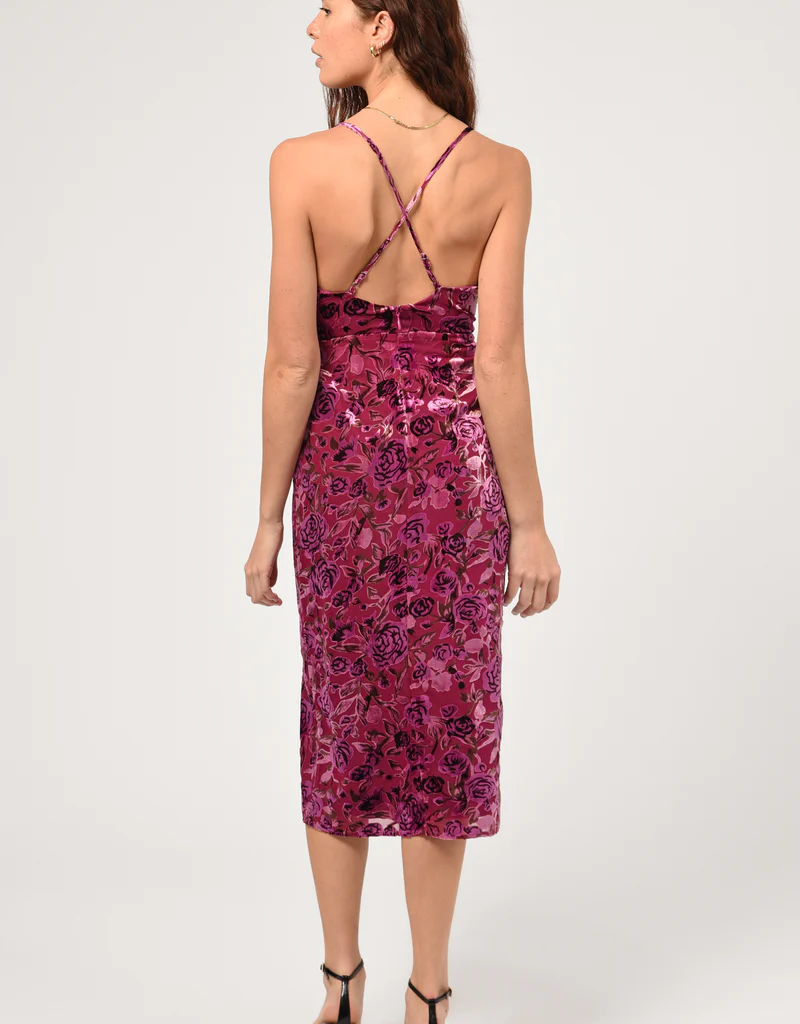 Adelyn Rae Prima Velvet Burnout Slip Dress (FINAL SALE)