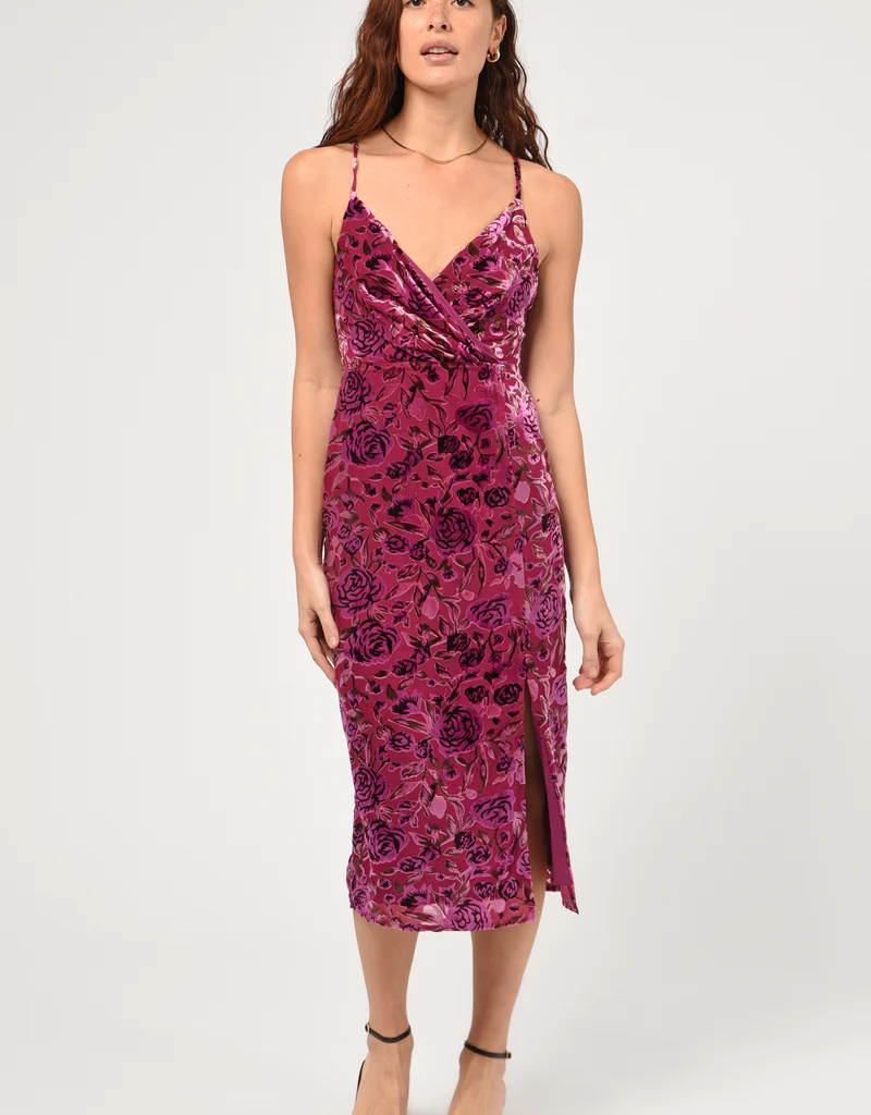 Adelyn Rae Prima Velvet Burnout Slip Dress (FINAL SALE)