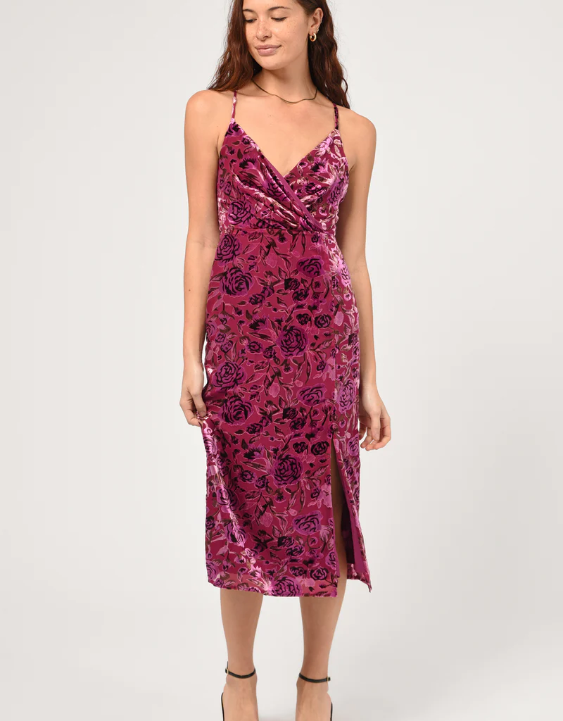 Adelyn Rae Prima Velvet Burnout Slip Dress (FINAL SALE)