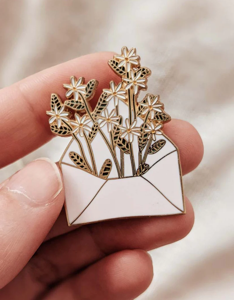 Mimi And August Letter Full Of Flowers Enamel Pin
