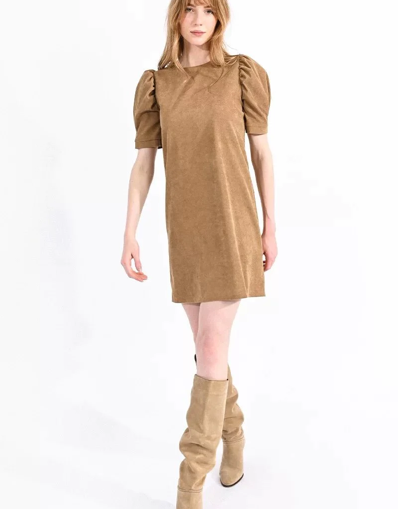 Molly Bracken Dion Puff Sleeve Corduroy Mini Dress (FINAL SALE)