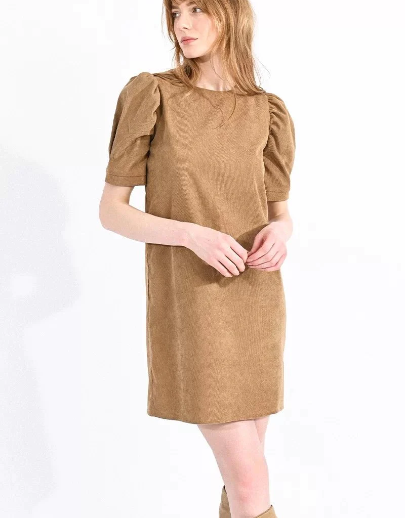 Molly Bracken Dion Puff Sleeve Corduroy Mini Dress (FINAL SALE)