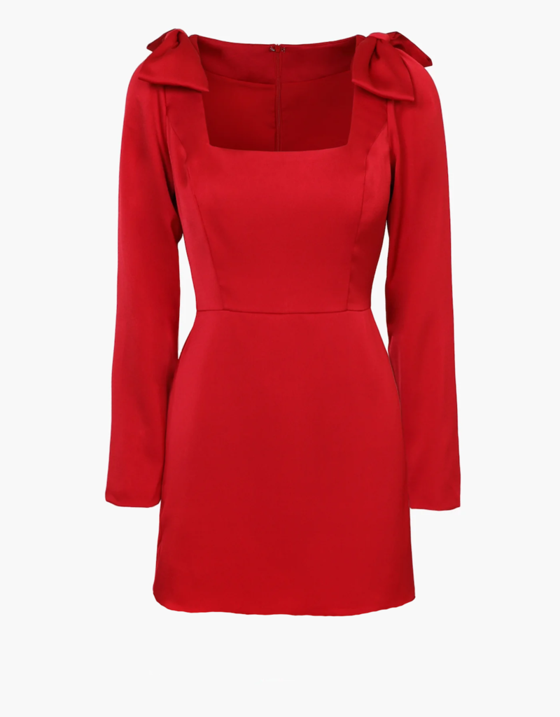 Adelyn Rae Ashley Bow Satin Mini Dress (FINAL SALE)